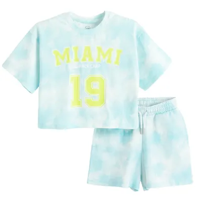 Cool Club, Set pentru fete, Tricou, crop top, Pantaloni scurti, albastru