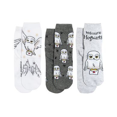 Cool Club, Sosete fete, alb, gri, Harry Potter, set, 3 buc.