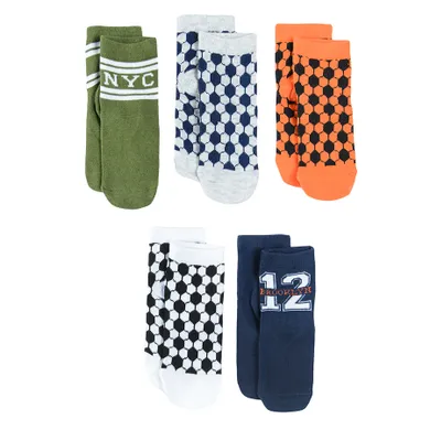 Cool Club, Sosete pentru baieti, mix de culori, imprimeu fotbal, set 5 buc.