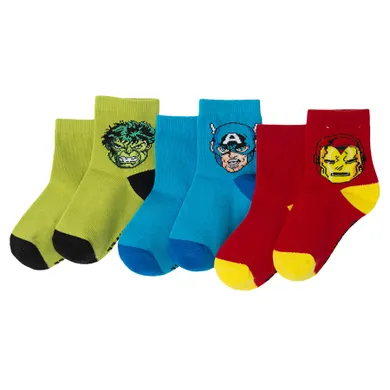 Cool Club, Sosete pentru baieti, mix, imprimeu Marvel Super Heroes, set, 3 buc.