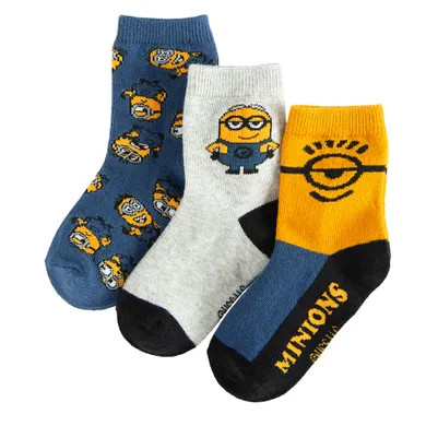 Cool Club, Sosete pentru baieti, mix, imprimeu Minions, set, 3 buc.