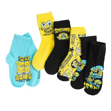 Cool Club, Sosete pentru baieti, mix, imprimeu SpongeBob, set, 5 buc.