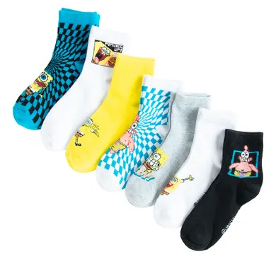 Cool Club, Sosete pentru baieti, mix, imprimeu SpongeBob, set, 7 buc.