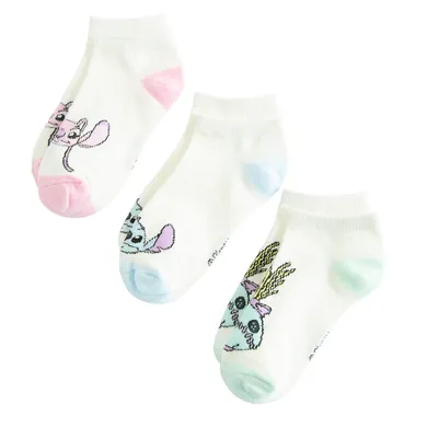 Cool Club, Sosete pentru fete, alb, imprimeu Lilo si Stitch, set, 3 buc.