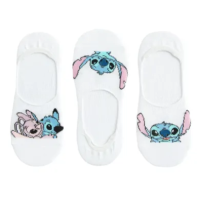 Cool Club, Sosete pentru fete, talpici, alb, imprimeu Lilo si Stitch, set, 3 buc.