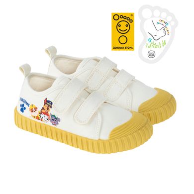 Cool Club, Tenisi pentru baieti, ecru, talpa Barefoot, imprimeu Paw Patrol