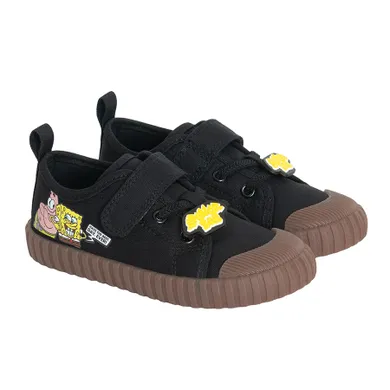 Cool Club, Tenisi pentru baieti, negru, talpa Barefoot, imprimeu SpongeBob