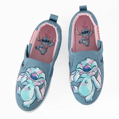 Cool Club, Tenisi tip slip on pentru fete, albastru, imprimeu Lilo si Stitch