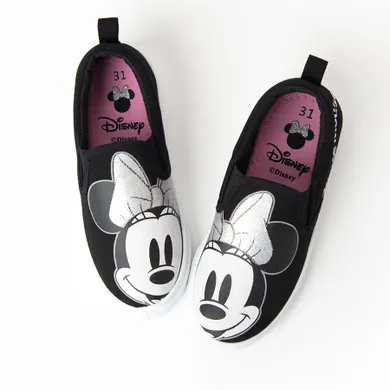 Cool Club, Tenisi tip slip on pentru fete, negru, imprimeu Minnie Mouse