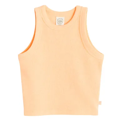 Cool Club, Top fara maneci pentru fete, din tricot striat, portocaliu fluo