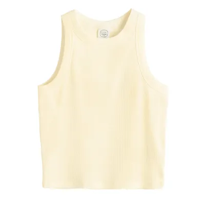 Cool Club, Top pentru fete fara maneci, din tricot striat, galben