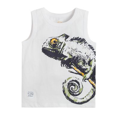 Cool Club, Tricou fara maneci pentru baieti, alb, cameleon
