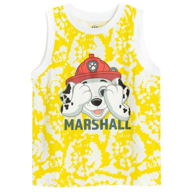 Cool Club, Tricou fara maneci pentru baieti, alb-galben, imprimeu Paw Patrol