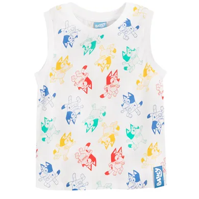 Cool Club, Tricou fara maneci pentru baieti, alb, imprimeu Bluey
