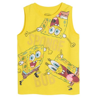 Cool Club, Tricou fara maneci pentru baieti, galben, imprimeu SpongeBob
