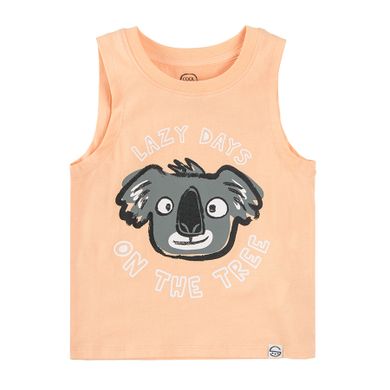 Cool Club, Tricou fara maneci pentru baieti, portocaliu deschis, imprimeu urs koala