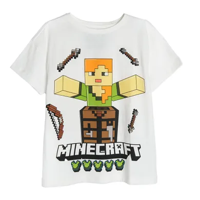 Cool Club, Tricou fete, ecru, imprimeu Minecraft