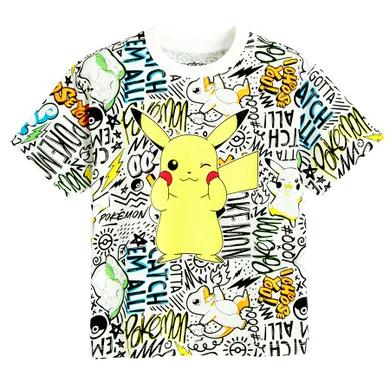 Cool Club, Tricou lejer pentru baieti, alb, imprimeu Pokemon