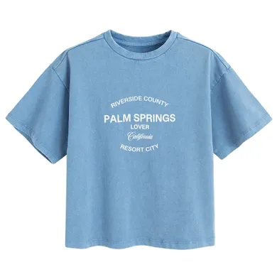 Cool Club, Tricou lejer pentru fete, crop top, albastru