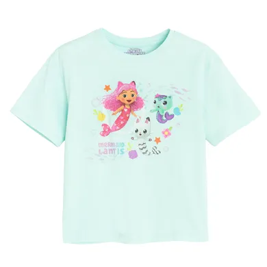 Cool Club, Tricou lejer pentru fete, turcoaz, imprimeu Gabby's Dollhouse
