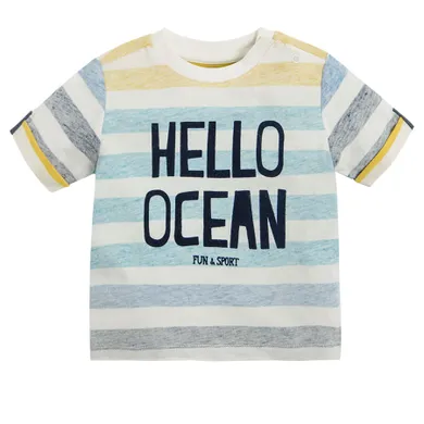 Cool Club, Tricou pentru baieti, alb, dungi, Hello Ocean