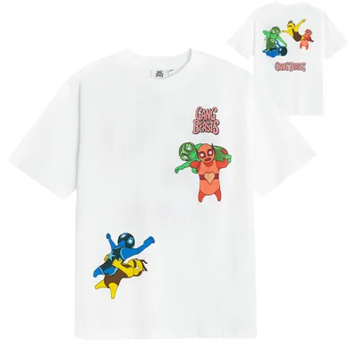 Cool Club, Tricou pentru baieti, alb, imprimeu Gang Beasts