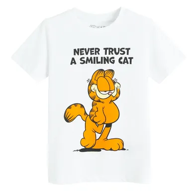 Cool Club, Tricou pentru baieti, alb, imprimeu Garfield
