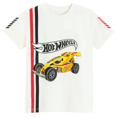 Cool Club, Tricou pentru baieti, alb, imprimeu Hot Wheels