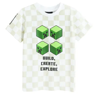 Cool Club, Tricou pentru baieti, alb, imprimeu Minecraft