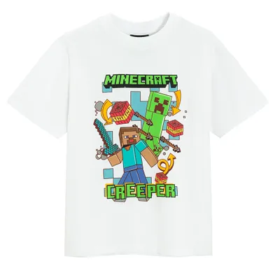 Cool Club, Tricou pentru baieti, alb, imprimeu Minecraft