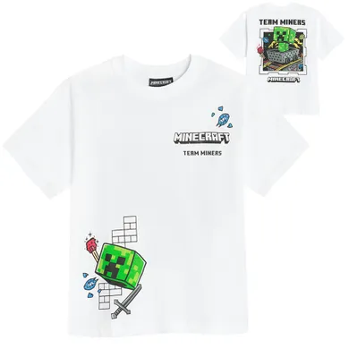 Cool Club, Tricou pentru baieti, alb, imprimeu Minecraft