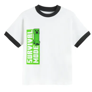 Cool Club, Tricou pentru baieti, alb, imprimeu Minecraft