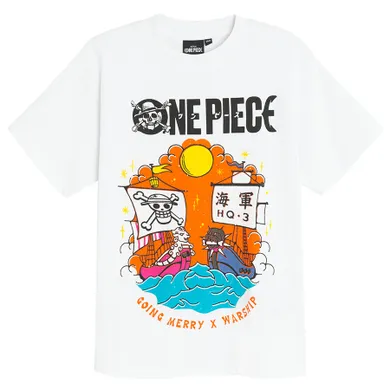 Cool Club, Tricou pentru baieti, alb, imprimeu One Piece