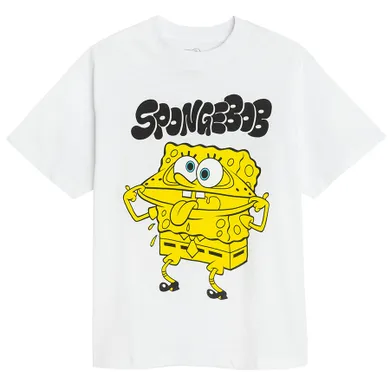 Cool Club, Tricou pentru baieti, alb, imprimeu SpongeBob