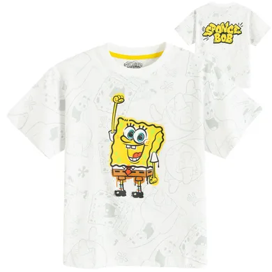Cool Club, Tricou pentru baieti, alb, imprimeu SpongeBob