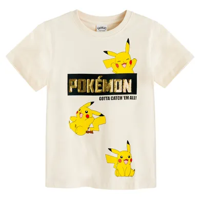 Cool Club, Tricou pentru baieti, bej, imprimeu Pokemon