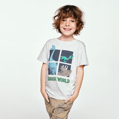 Cool Club, Tricou pentru baieti, bej melanj, imprimeu Jurassic World