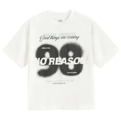 Cool Club, Tricou pentru baieti, boxy oversize, alb