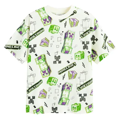 Cool Club, Tricou pentru baieti, ecru, imprimeu Minecraft