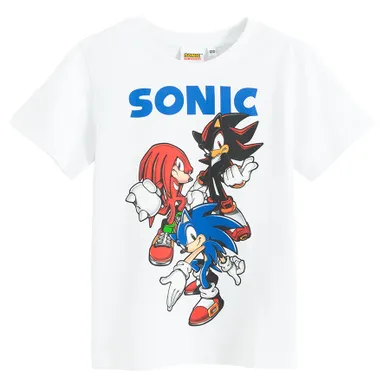 Cool Club, Tricou pentru baieti, ecru, imprimeu Sonic the Hedgehog