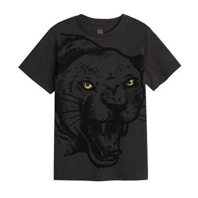 Cool Club, Tricou pentru baieti, gri inchis, imprimeu pantera