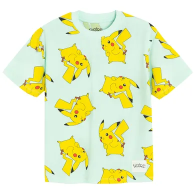 Cool Club, Tricou pentru baieti, menta verde, imprimeu Pokemon