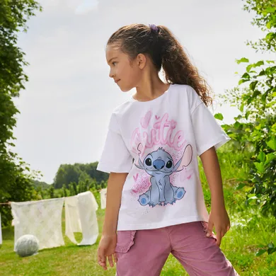 Cool Club, Tricou pentru fete, alb, imprimeu Lilo si Stitch