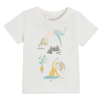 Cool Club, Tricou pentru fete, alb, imprimeu yoga