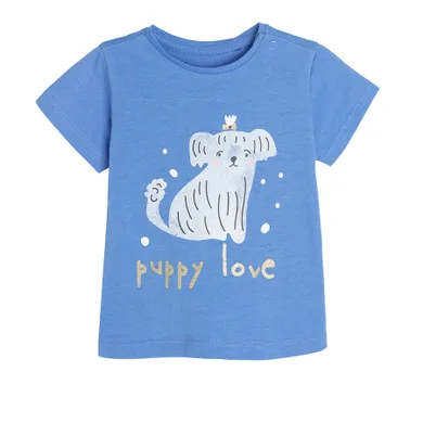 Cool Club, Tricou pentru fete, albastru, imprimeu catel, Puppy love