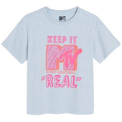 Cool Club, Tricou pentru fete, albastru, imprimeu MTV