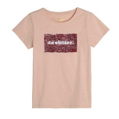 Cool Club, Tricou pentru fete, bej, paiete duble, imprimeu No filter, All natural