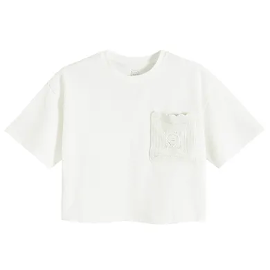 Cool Club, Tricou pentru fete, crop top, alb