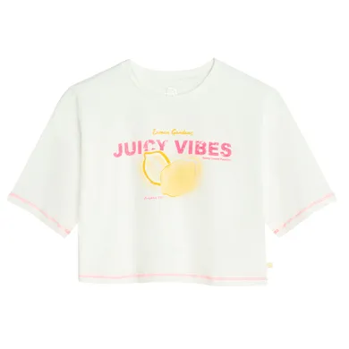 Cool Club, Tricou pentru fete, crop top, alb