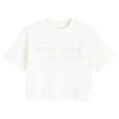 Cool Club, Tricou pentru fete, crop top, alb